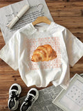 Vintage T Shirts Women All Butter Text With Golden Fresh Croissant Bread, Womens Graphic Tees Vintage, Pink Shirt Womens