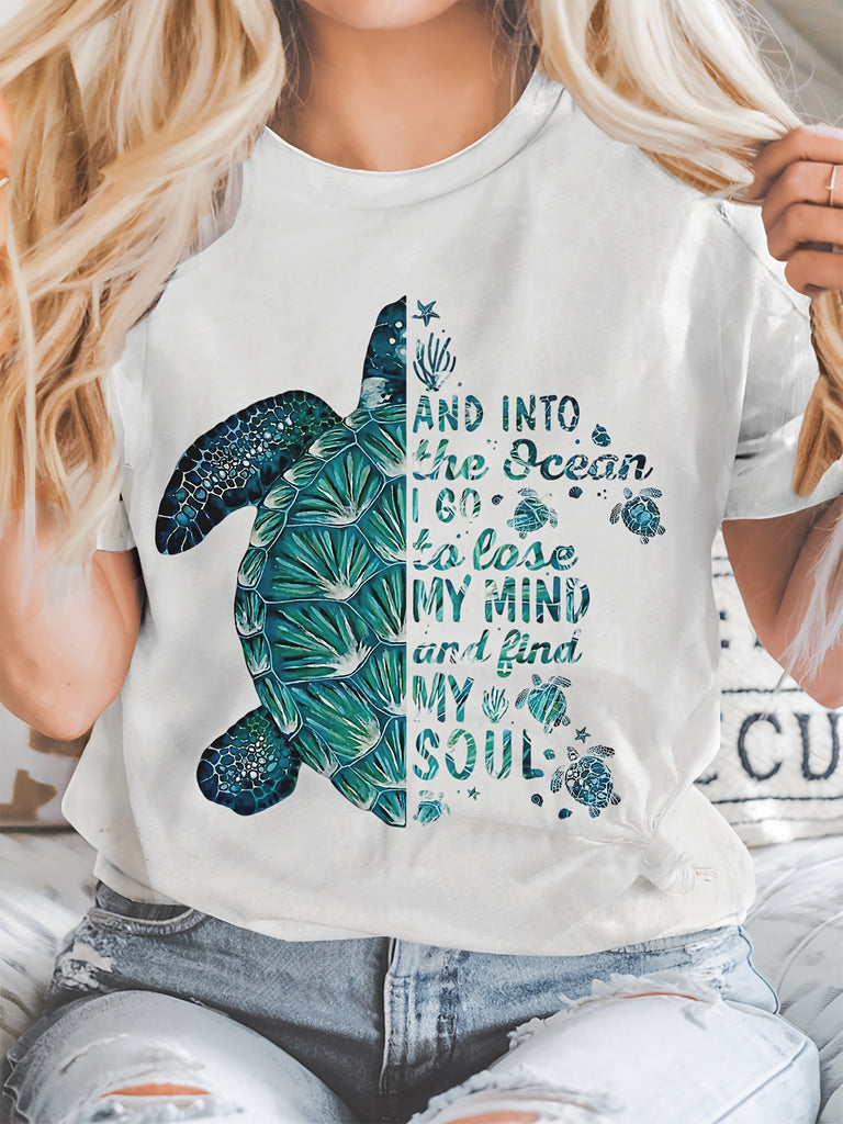Women Tshirts And Into The Ocean To Lose Mind And Find Soul Turtle, Pink Shirt Womens, Red T Shirt Women