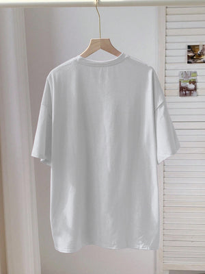 Women T Shirt Let Them Heart Graphic White Cotton Soft T Shirt, Womens Shirts, Blue Shirt Women