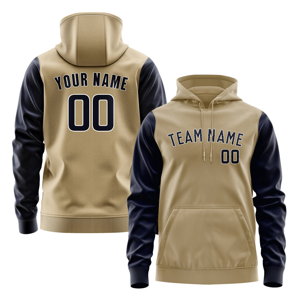 Custom Light Khaki Navy Hoodie 2525111125B31811