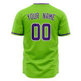 Custom Neon Green Baseball Jersey (With Purple Color)