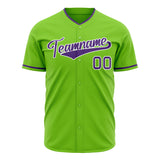 Custom Neon Green Baseball Jersey (With Purple Color)