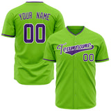 Custom Neon Green Baseball Jersey (With Purple Color)