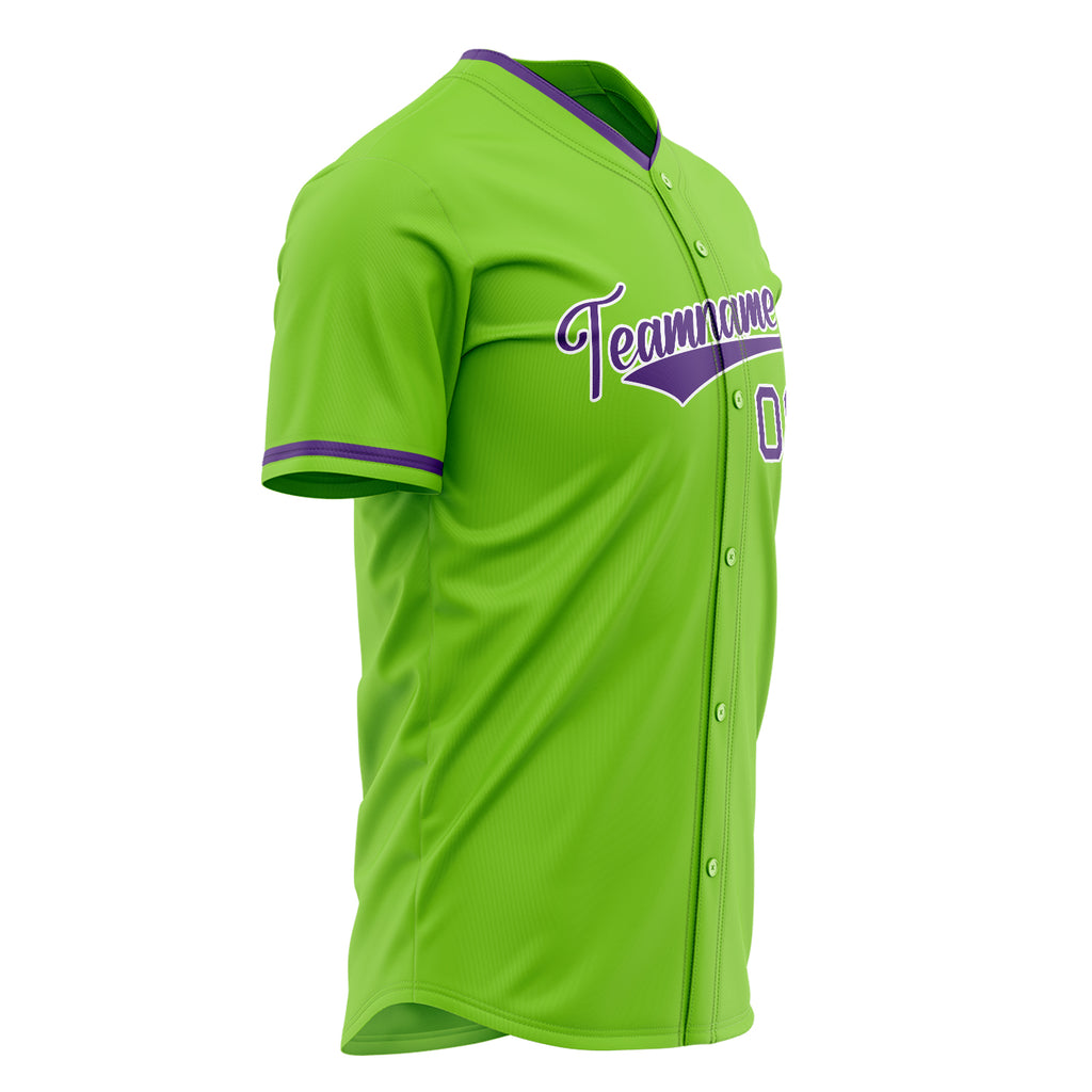 Custom Neon Green Baseball Jersey (With Purple Color)