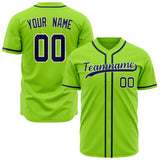 Custom Neon Green Baseball Jersey (With Navy Color)