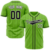 Custom Neon Green Baseball Jersey (With Black Black Pinstripe)