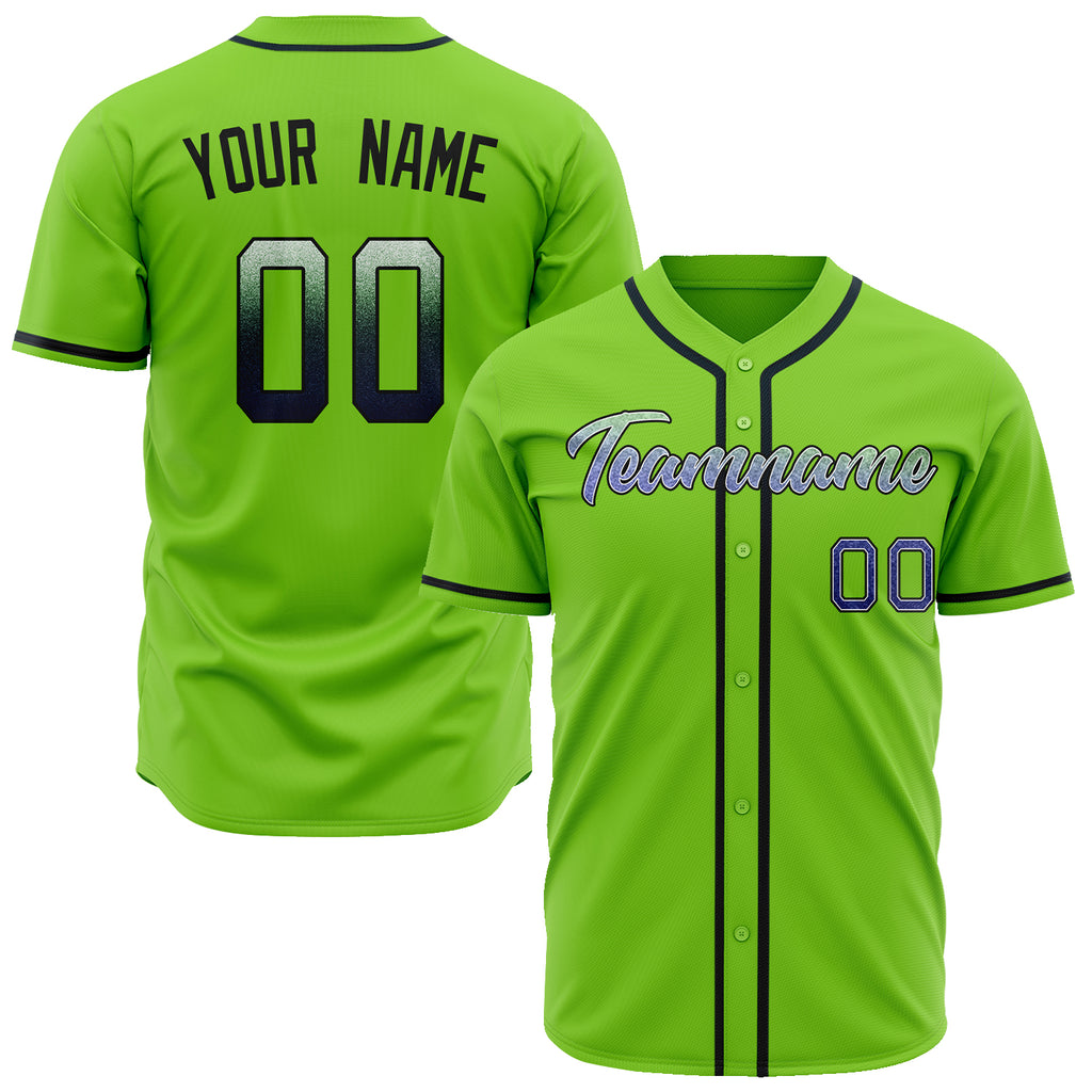 Custom Neon Green Baseball Jersey (With Purple Color)