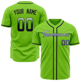 Custom Neon Green Baseball Jersey (With Purple Color)