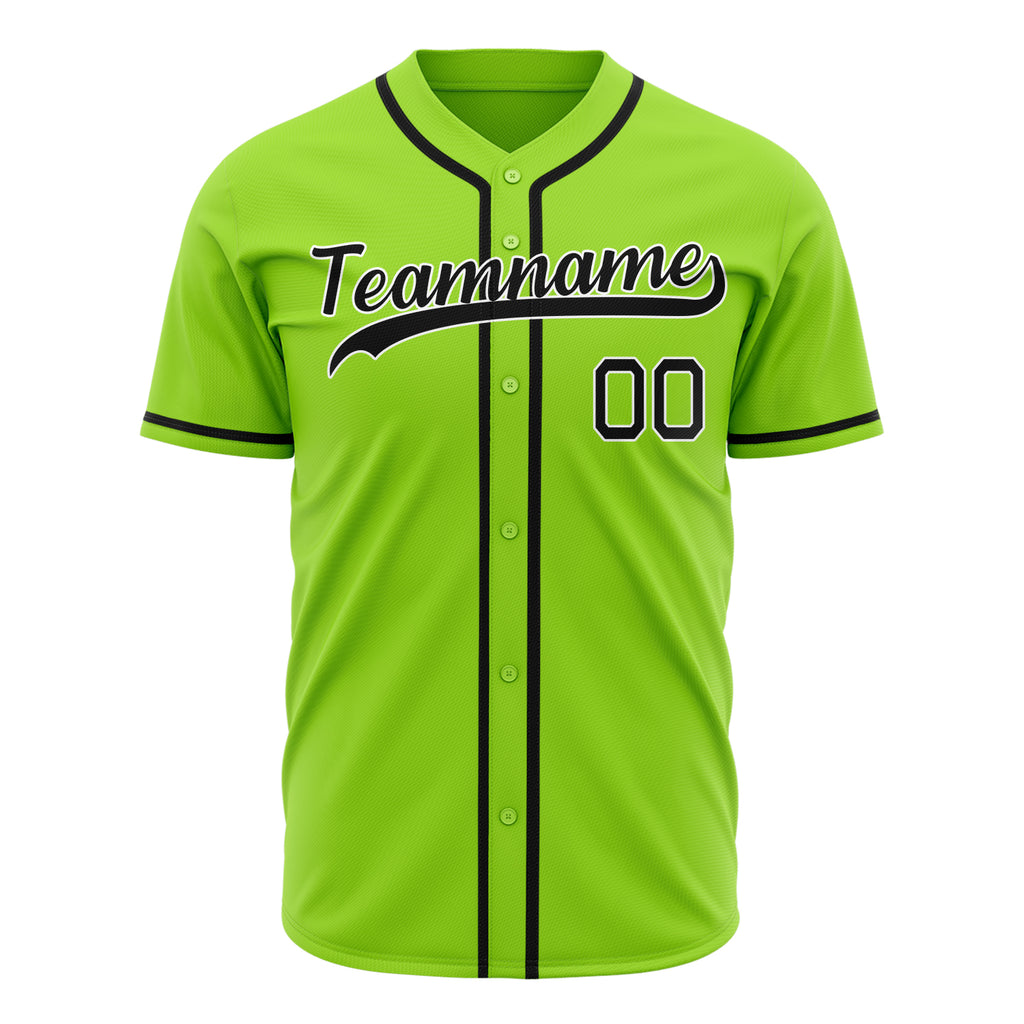 Custom Neon Green Baseball Jersey (With Black Color)