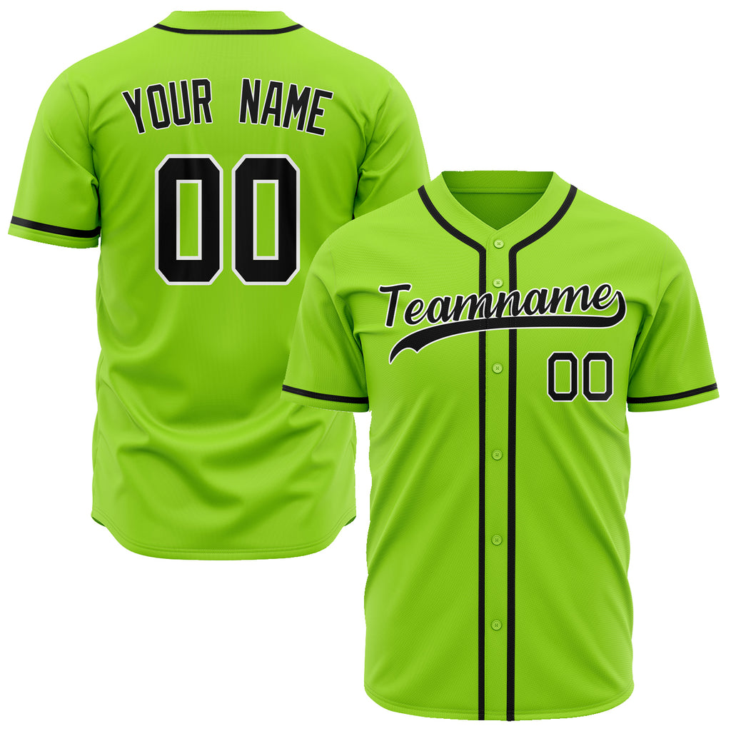 Custom Neon Green Baseball Jersey (With Black Color)