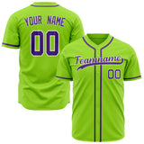 Custom Neon Green Baseball Jersey (With Purple Color)