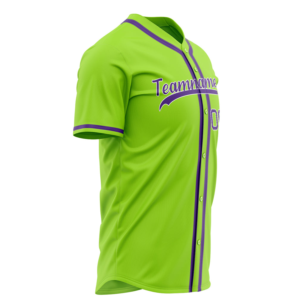 Custom Neon Green Baseball Jersey (With Purple Color)