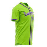 Custom Neon Green Baseball Jersey (With Purple Color)