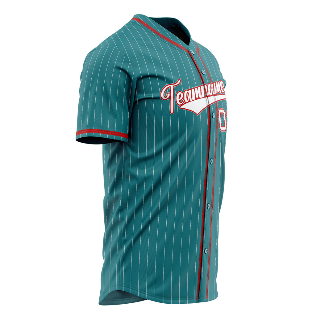 Custom Teal Baseball Jersey (With White White Pinstripe)