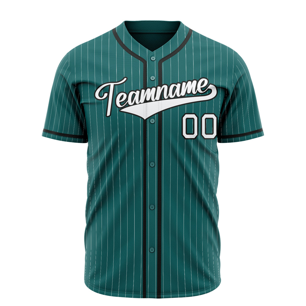 Custom Teal Baseball Jersey (With White White Pinstripe)