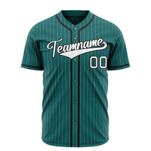Custom Teal Baseball Jersey (With White White Pinstripe)