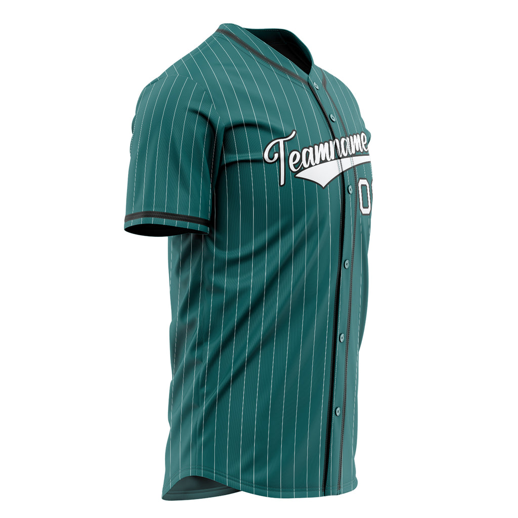 Custom Teal Baseball Jersey (With White White Pinstripe)