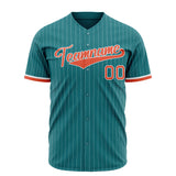 Custom Teal Baseball Jersey (With Orange White Pinstripe)