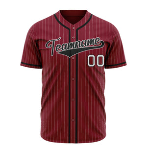 Custom Burgundy Baseball Jersey (With Black White Pinstripe)