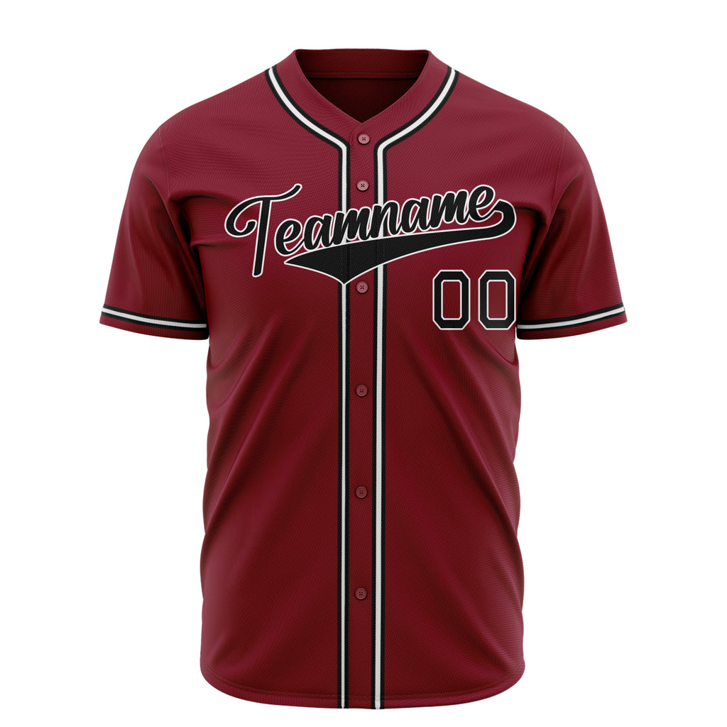 Custom Crimson Baseball Jersey (With Black Color)