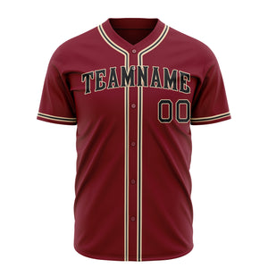 Custom Burgundy Baseball Jersey (With Black Color)
