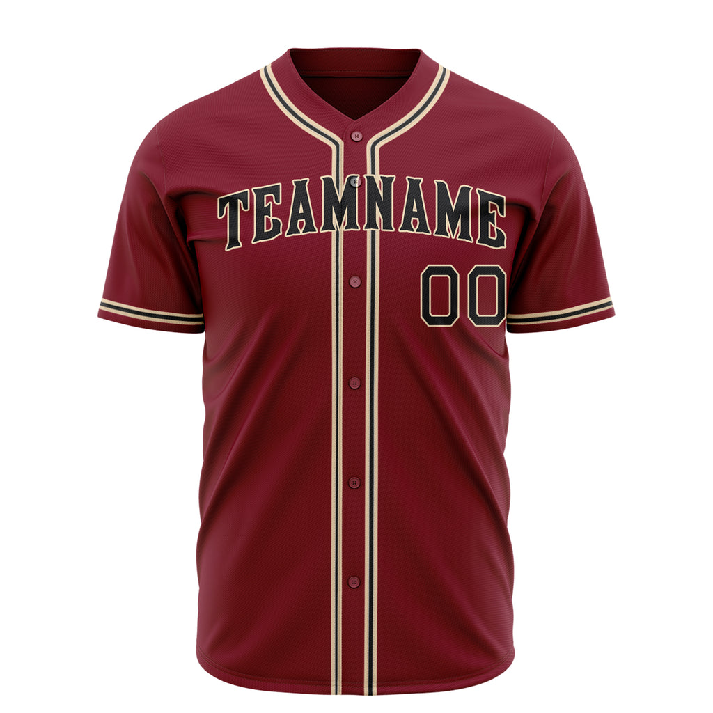 Custom Crimson Baseball Jersey (With Black Color)