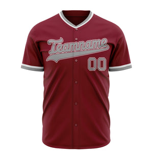 Custom Crimson Baseball Jersey (With Gray Color)