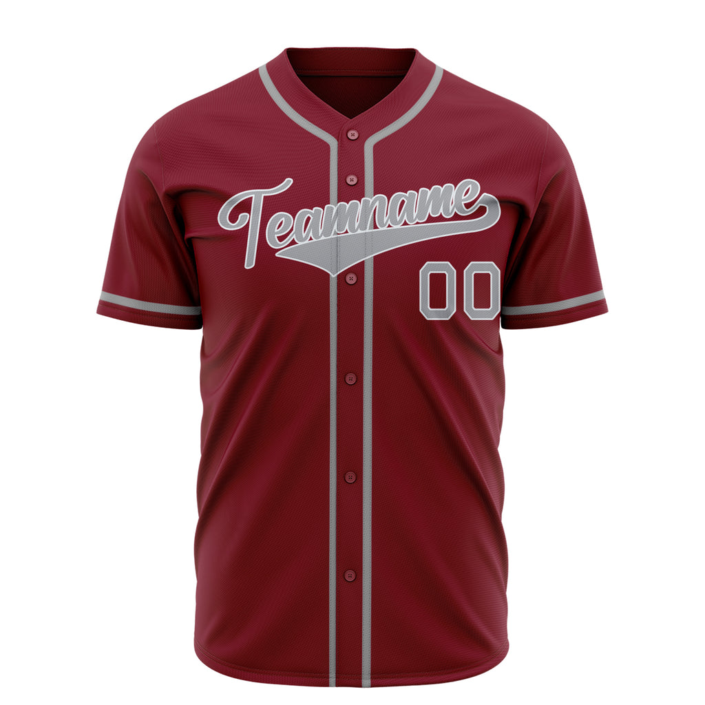 Custom Burgundy Baseball Jersey (With Steel Gray Color)