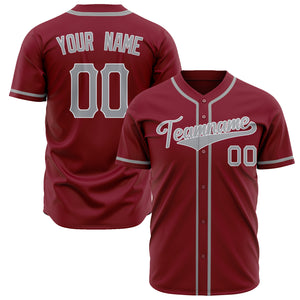 Custom Burgundy Baseball Jersey (With Steel Gray Color)