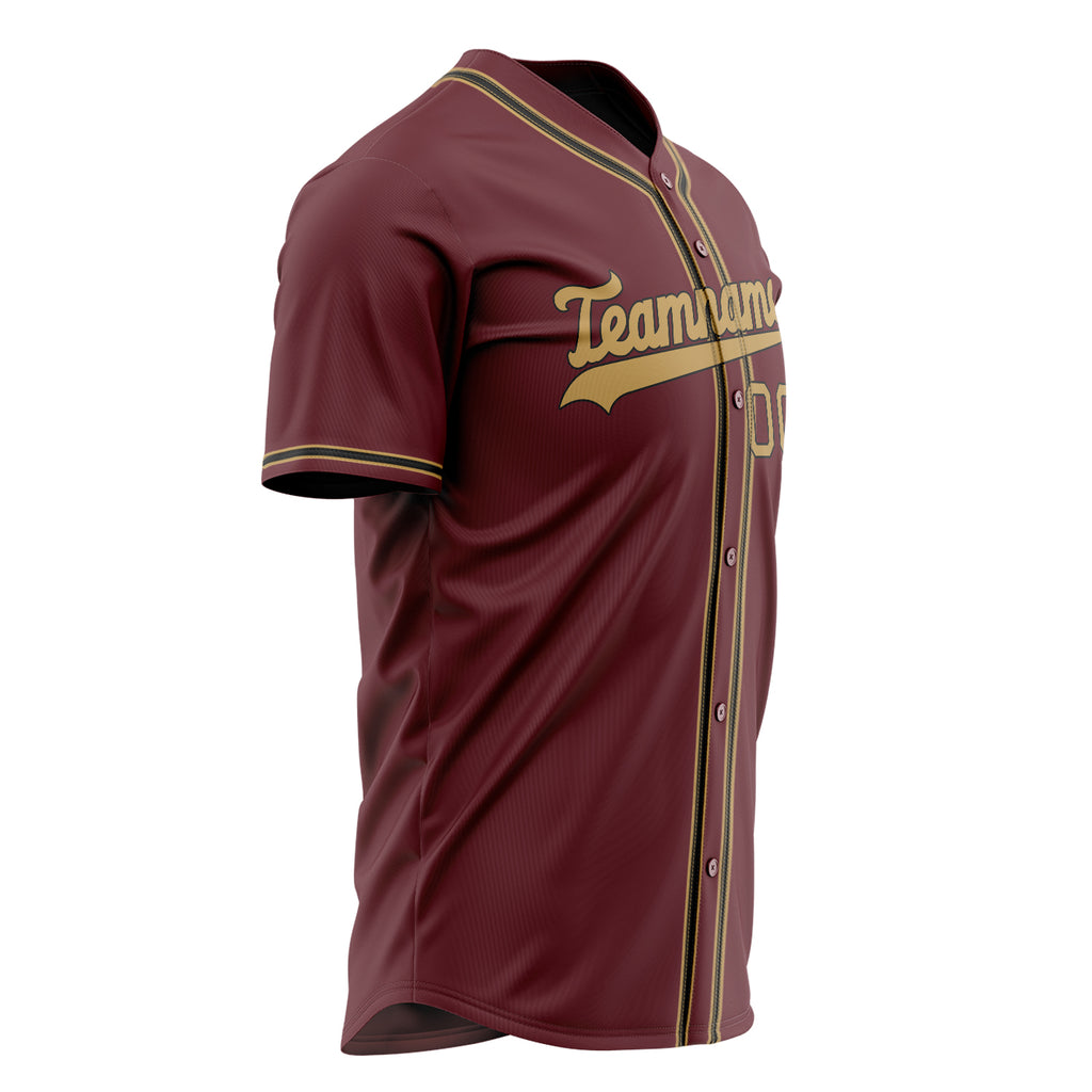 Custom Burgundy Baseball Jersey (With Old Gold Color)