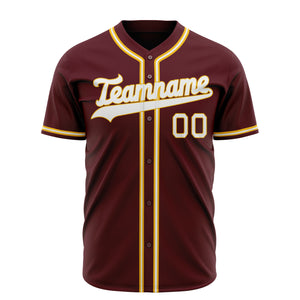 Custom Burgundy Baseball Jersey (With White Color)