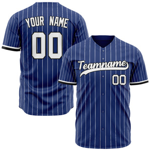 Custom Royal Baseball Jersey (With White White Pinstripe)