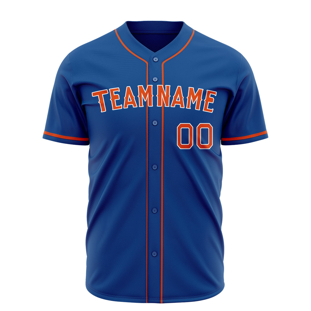 Custom Royal Baseball Jersey (With Orange Color)