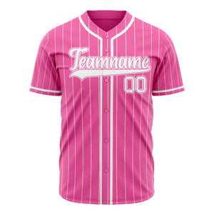 Custom Pink Baseball Jersey (With White Cream Pinstripe)
