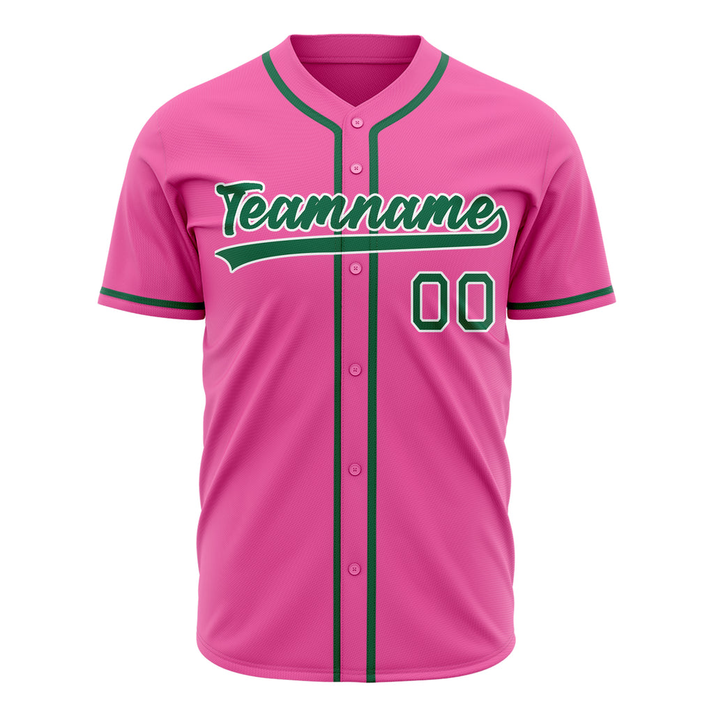 Custom Pink Baseball Jersey (With Kelly Green Color)