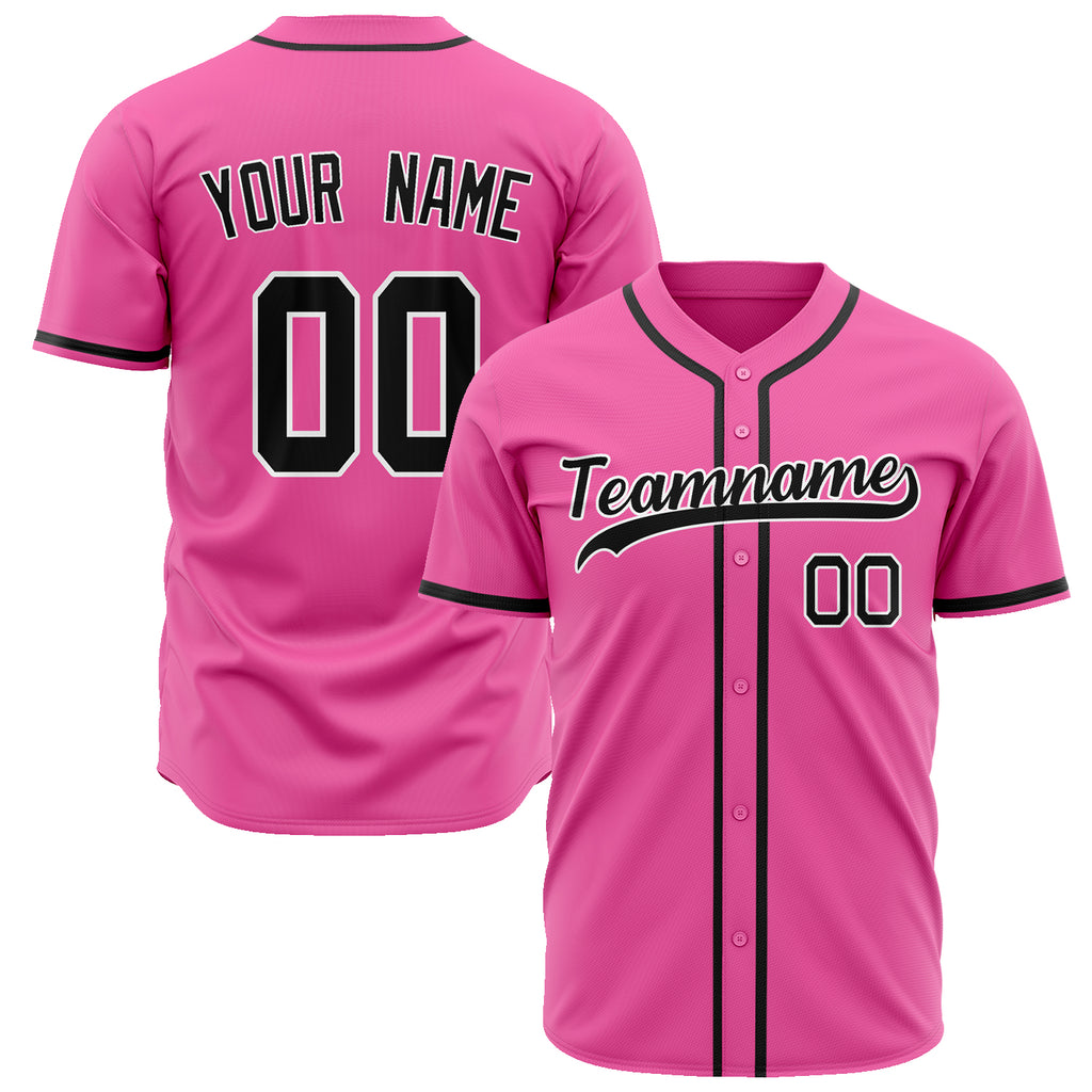 Custom Pink Baseball Jersey (With Black Color)