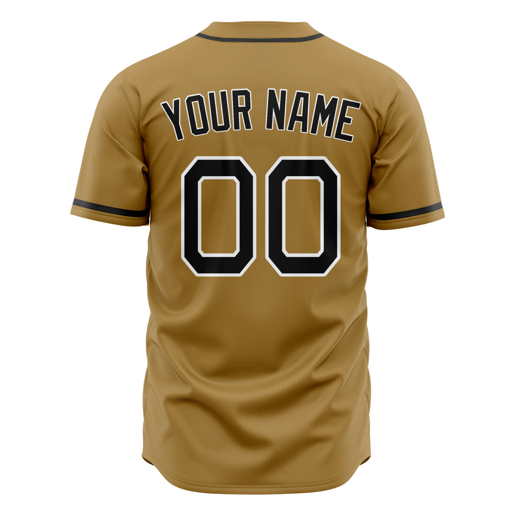 Custom Old Gold Baseball Jersey (With Black Color)