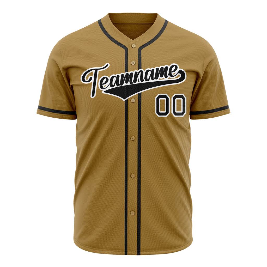 Custom Old Gold Baseball Jersey (With Black Color)