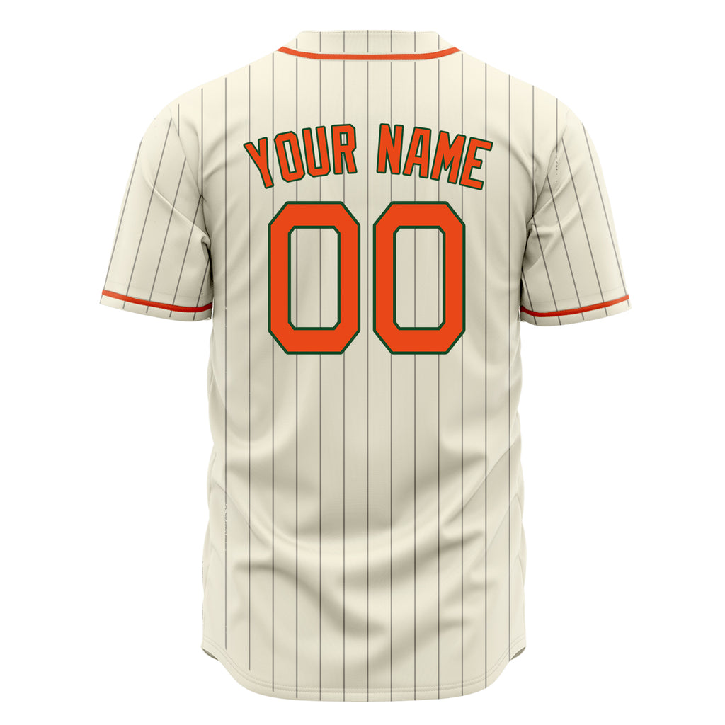 Custom Cream Baseball Jersey (With Orange Gray Pinstripe)