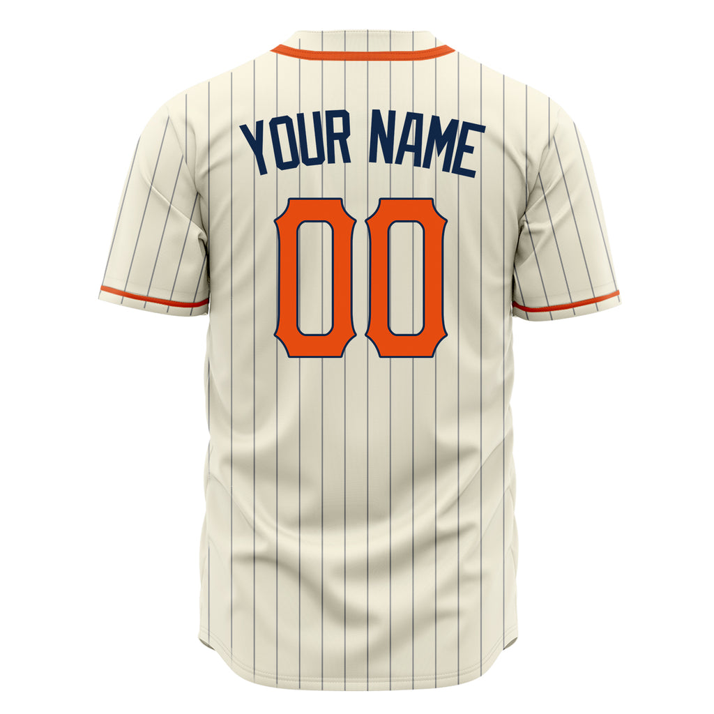 Custom Cream Baseball Jersey (With Orange Gray Pinstripe)