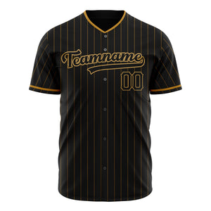 Custom Black Baseball Jersey (With Old Gold Old Gold Pinstripe)