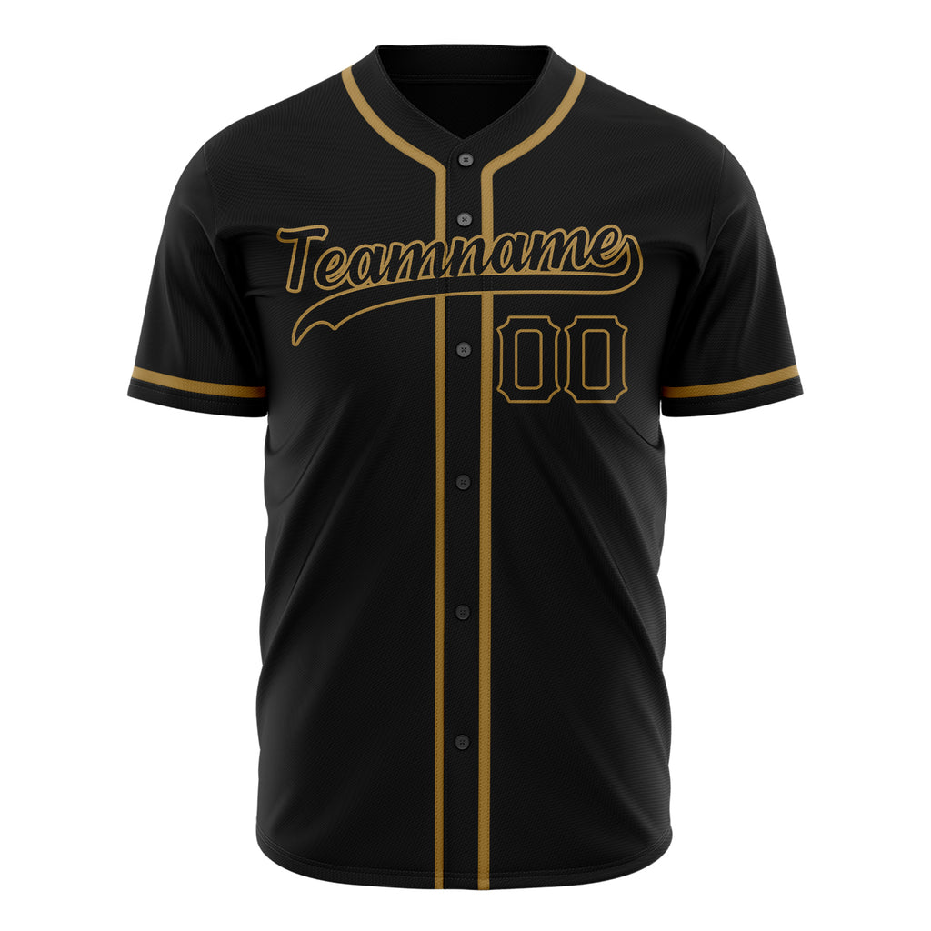 Custom Black Baseball Jersey (With Old Gold Color)
