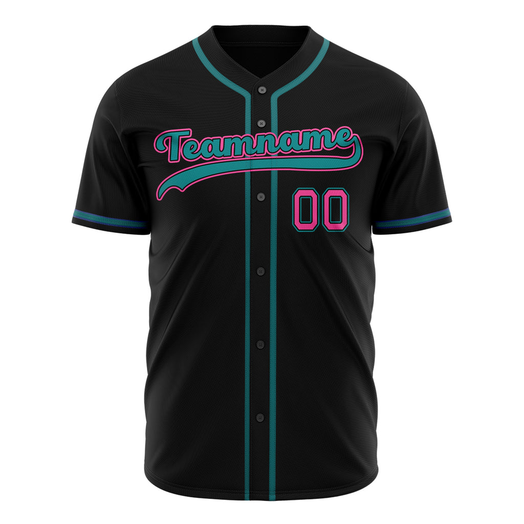 Custom Black Baseball Jersey (With Teal Color)