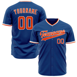 Custom Blue Baseball Jersey (With Orange Color)