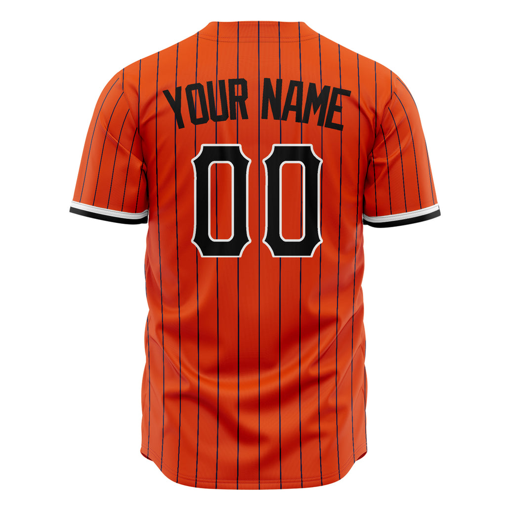 Custom Orange Baseball Jersey (With Black Navy Pinstripe)