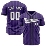 Custom Purple Baseball Jersey (With White White Pinstripe)