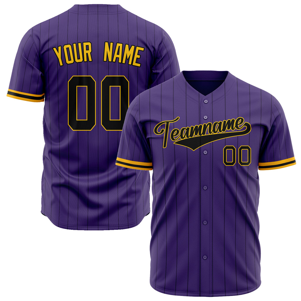 Custom Purple Baseball Jersey (With Black Black Pinstripe)