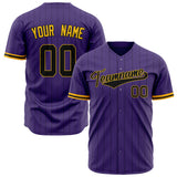 Custom Purple Baseball Jersey (With Black Black Pinstripe)