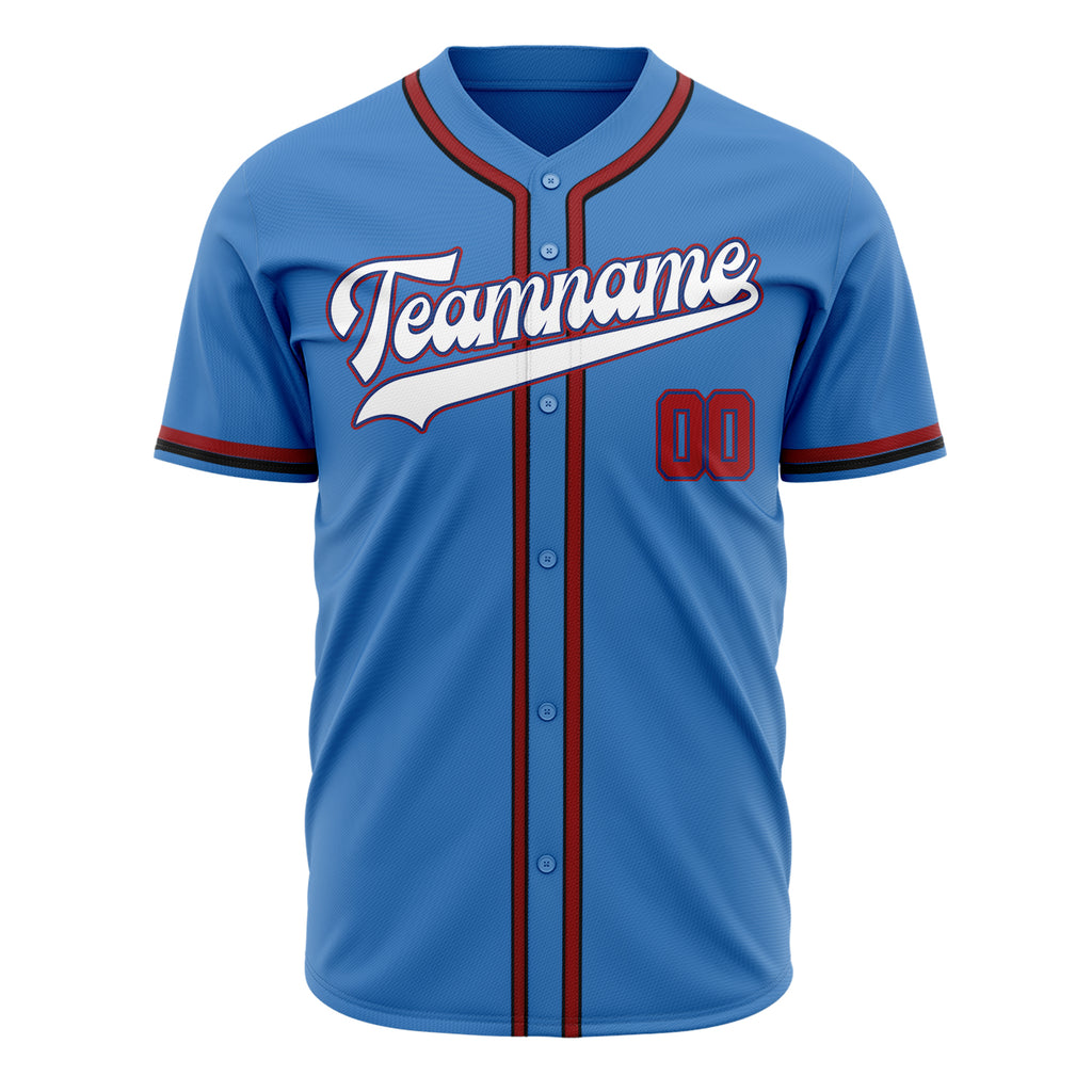Custom Electric Blue Baseball Jersey (With White Color)