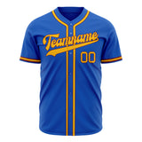 Custom Thunder Blue Baseball Jersey (With Yellow Color)